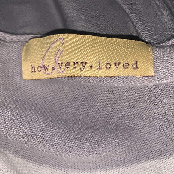 • How Very Loved Grey & White Striped Lightweight V- Neck Sweater • - Picture 4 of 5